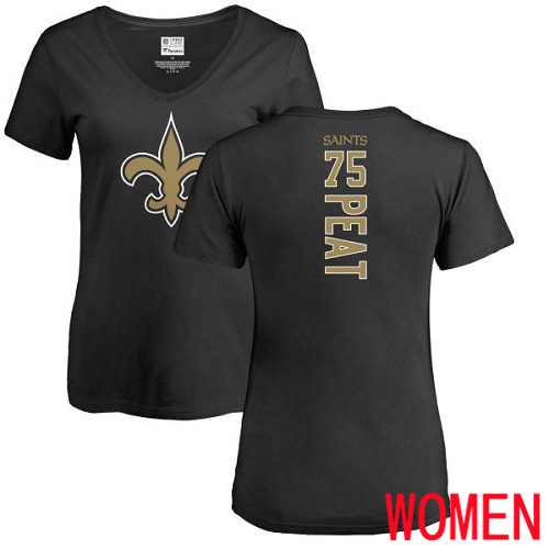 New Orleans Saints Black Women Andrus Peat Backer Slim Fit NFL Football #75 T Shirt->women nfl jersey->Women Jersey
